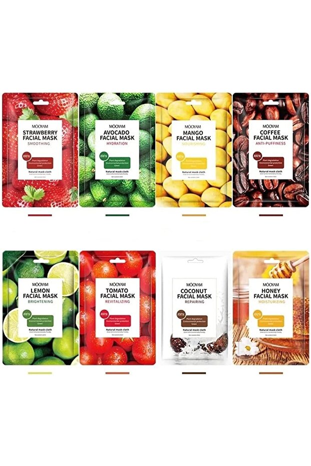 MOOYAM Face Fruit Facial Sheet Mask (Mix Pack of 8)