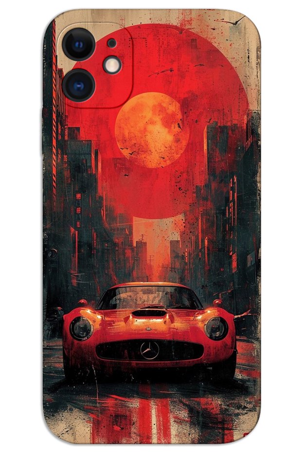 iPhone 12 Case Hd Pattern Printed Back Cover - Red Mercedes