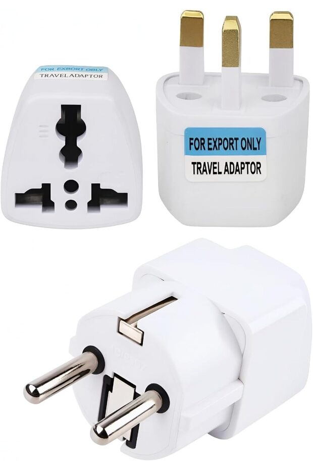 Uluslararası Seyahat Adaptörü 2’li Set, Tip C Avrupa + Tip G İngiltere Adaptör Fişi - 1