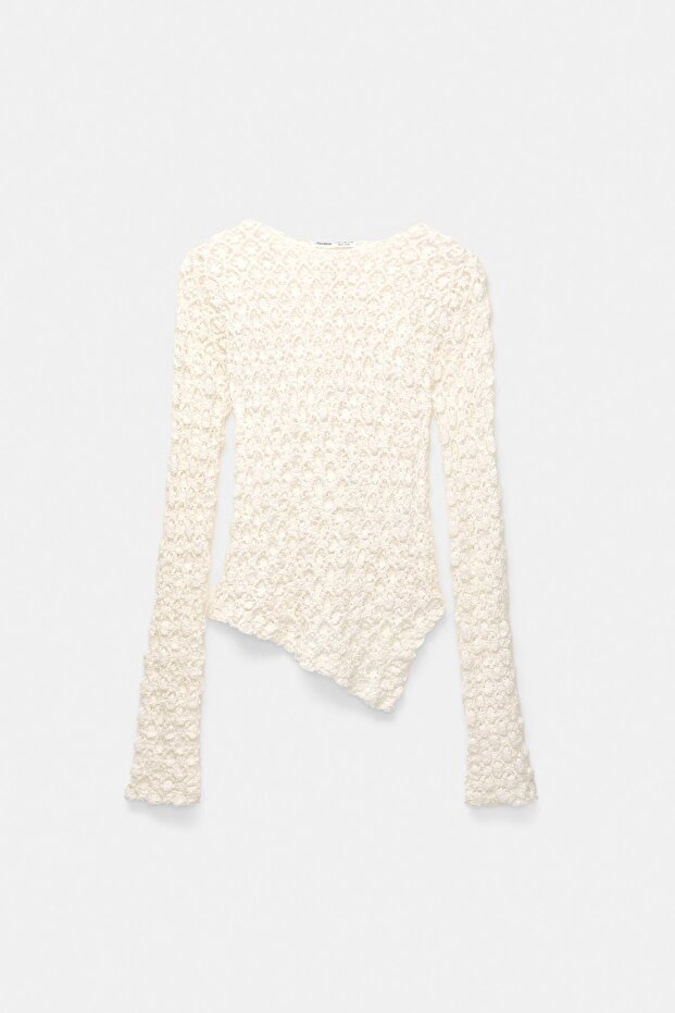 Uzun kollu dantel top - 5