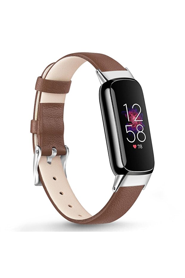 Leather Strap For Fitbit Luxe Strap Dark Brown