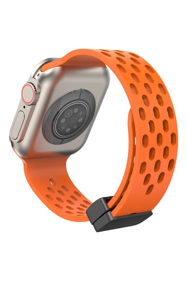 Apple Watch 49mm 46mm 45mm 44mm 42mm | Magnetic Buckle Silicone Band | Orange