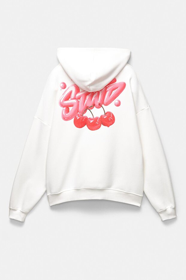 Kapüşonlu STWD kirazlı sweatshirt - 6