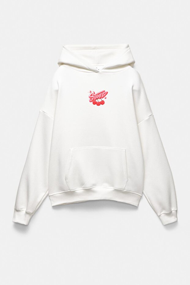 Kapüşonlu STWD kirazlı sweatshirt - 5