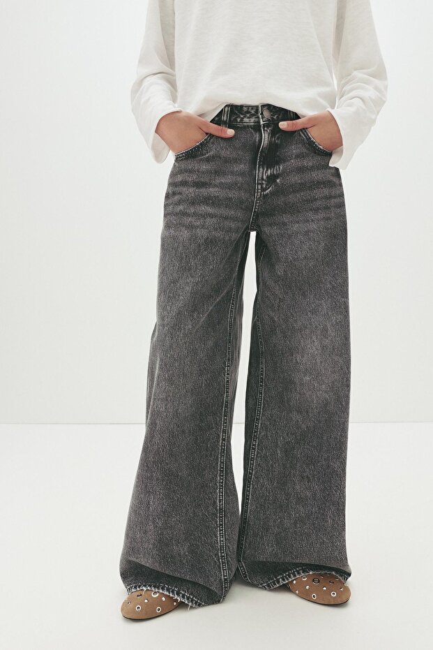 Düşük bel geniş paça jean - 6