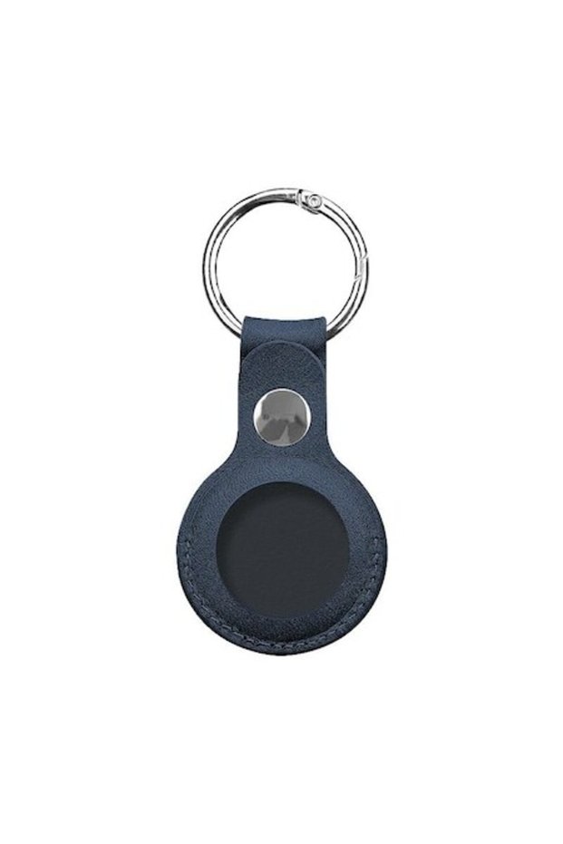 Leather Keychain Protector Compatible with Apple AirTag, Navy Blue