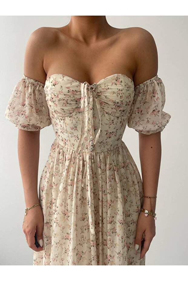 Alessa Şifon Gloplu Midi Astarlı Elbise - 6