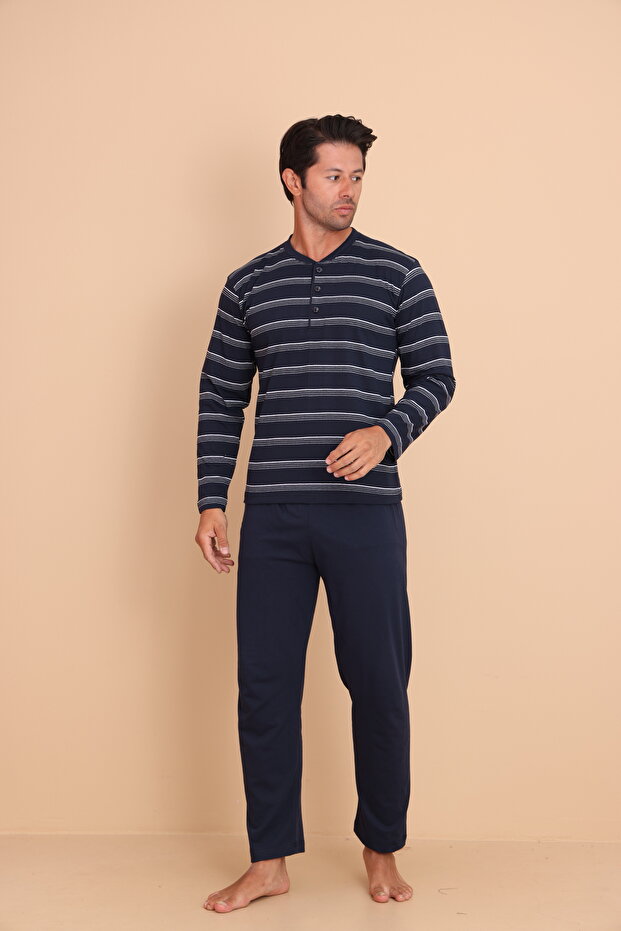 Brink Regular Lacivert Erkek Uzun Kol Pijama Takımı - 3