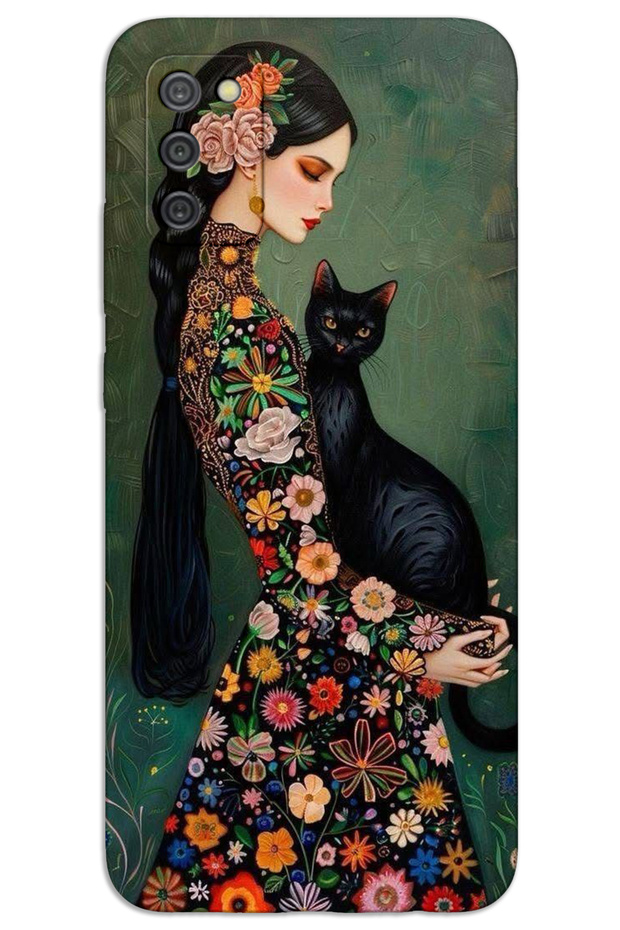 Samsung Galaxy A02S Case Hd Pattern Printed Back Cover - Black Cat