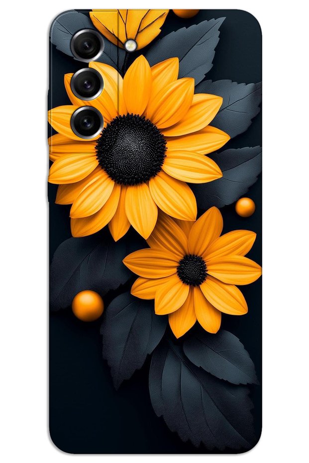 Samsung Galaxy S21 Fe Case Hd Pattern Printed Back Cover - Black Flower