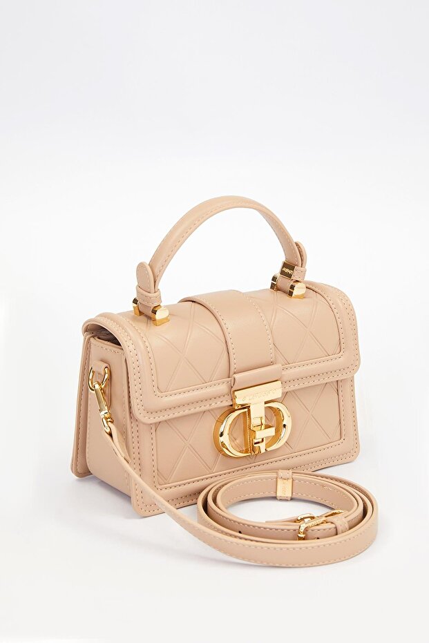 حقيبة يد متشابكة بنمط البقلاوة الكاكي - 2