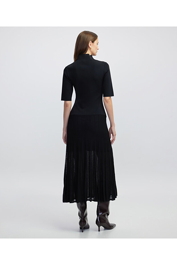 Transparan mix triko elbise - 5