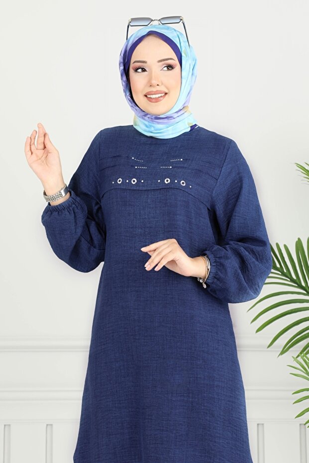 Taş Detay Tesettür Tunik 3123HBS856-MS Laci - 3