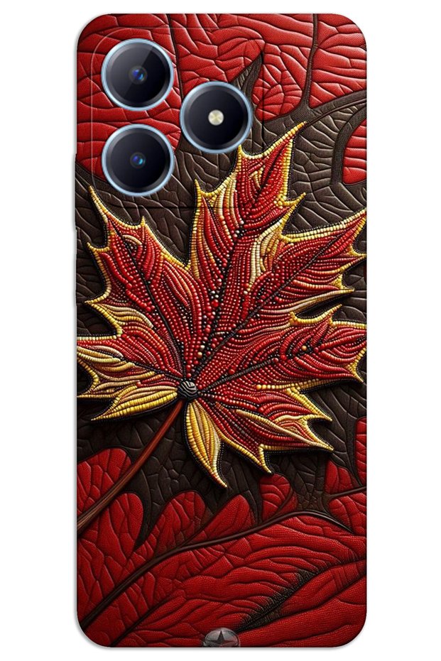 Realme Note 50 Case Hd Pattern Printed Back Cover - Red Leaf