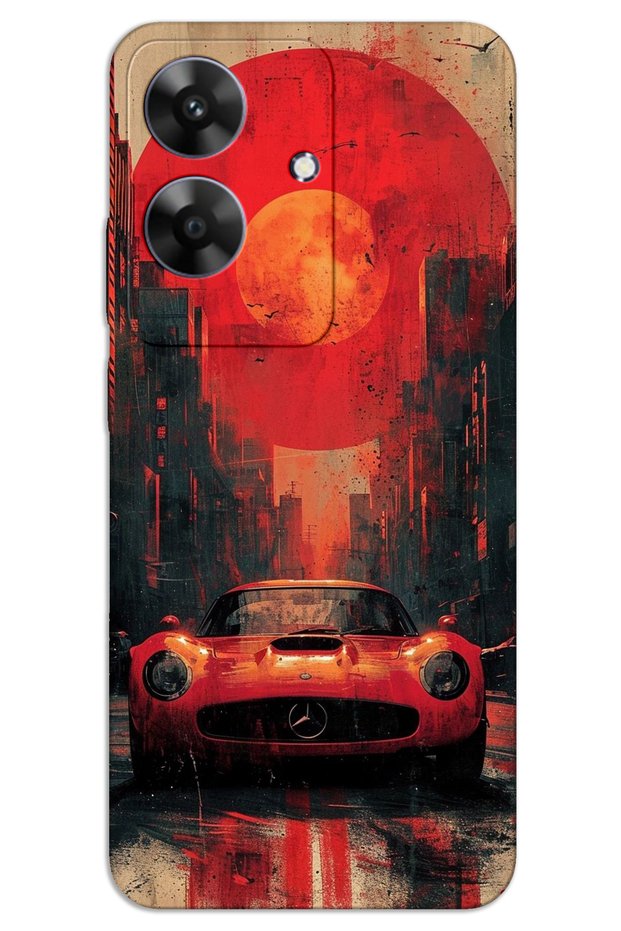 Realme Note 60 Case Hd Pattern Printed Back Cover - Red Mercedes
