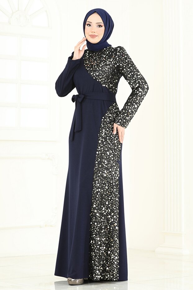 Pul Payet Detay Abiye Elbise 2808ASMK1074-MS Laci - 3