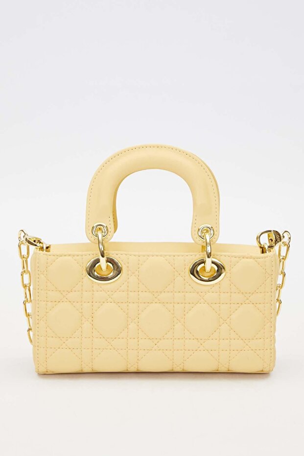 حقيبة يد مع إكسسوارات حزام سلسلة صفراء - 4