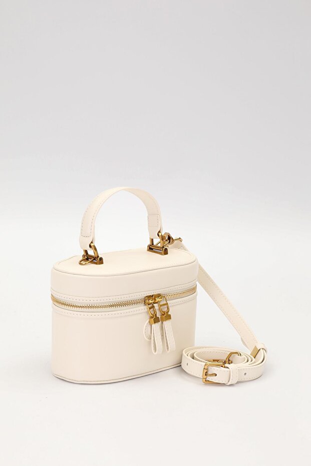 Premium Silindir Model El Çantası Krem - 3