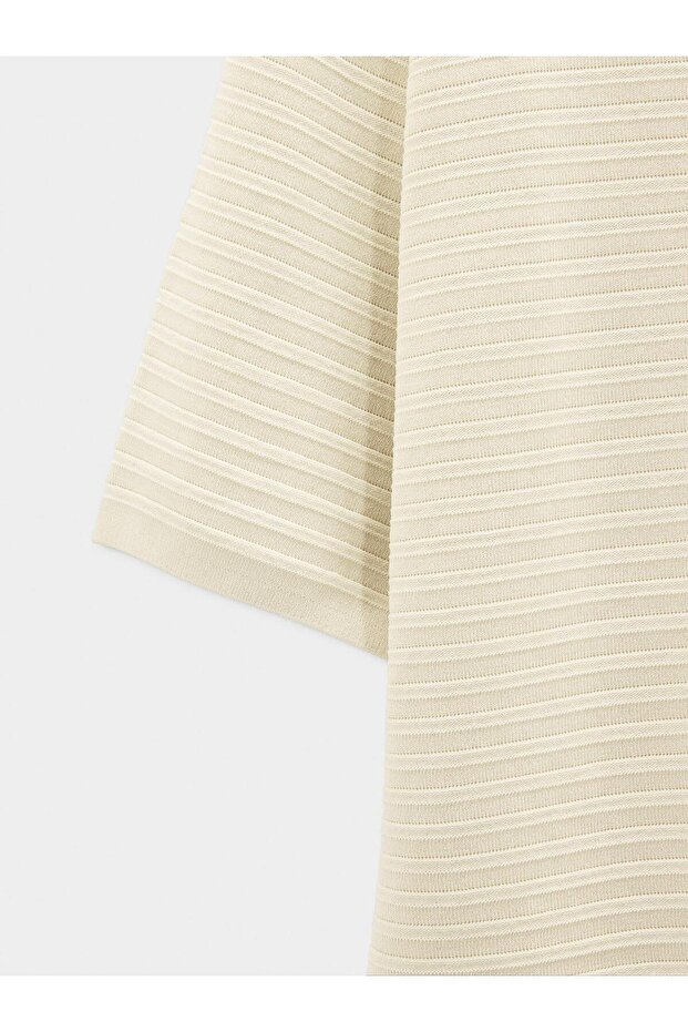 Fitilli Örme Kısa Kollu Kazak - 7