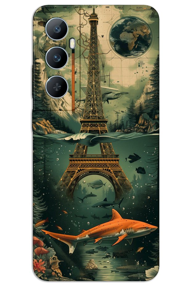 Realme C65 Case Hd Pattern Printed Back Cover - Art Eiffel Tower
