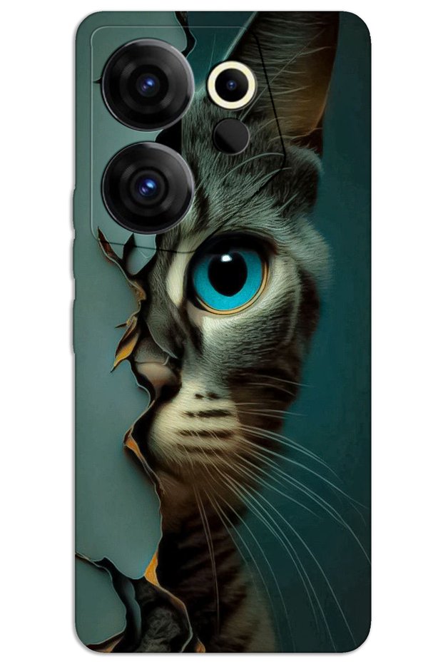 Tecno Camon 20 Premier 5g Case Hd Pattern Printed Back Cover - Blue Cat