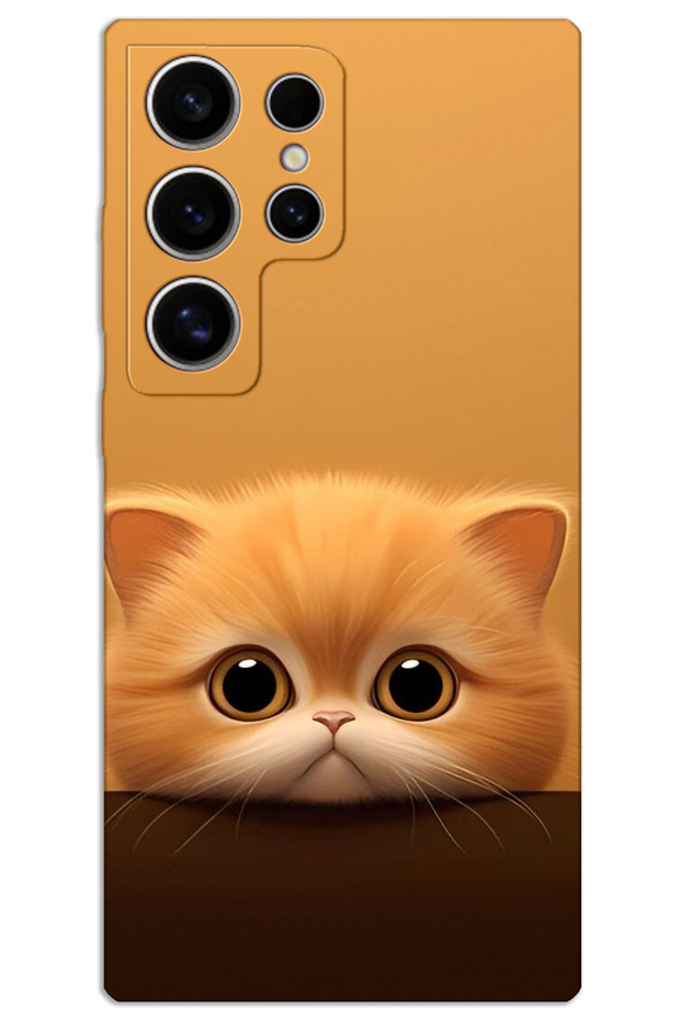 Samsung Galaxy S23 Ultra Case Hd Pattern Printed Back Cover - Yellow Kitten