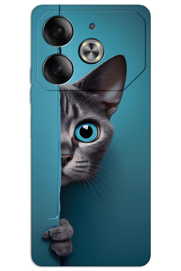 Tecno Pova 6 Pro Case Hd Pattern Printed Back Cover - Blue Eyed Cat