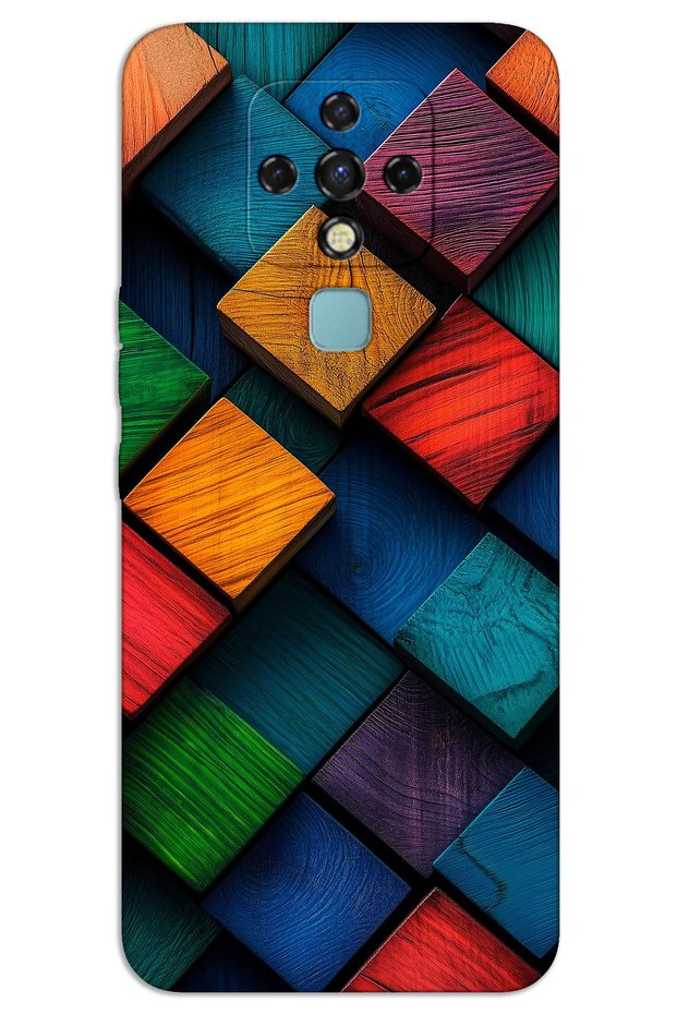 غطاء خلفي مطبوع بنمط HD لهاتف Tecno Camon 16 - نمط مربع