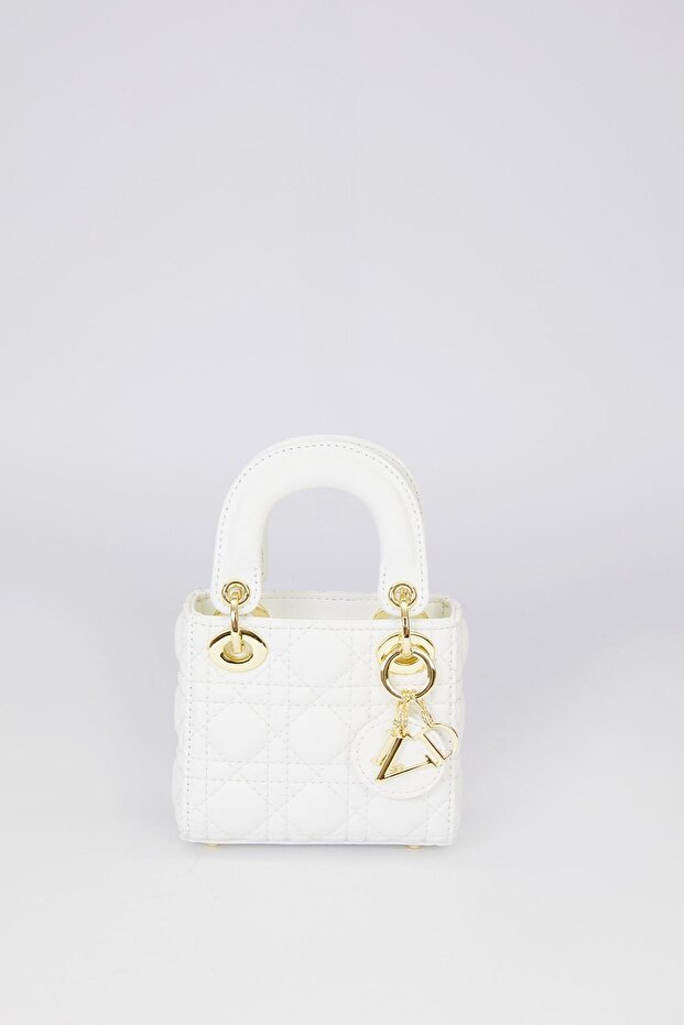 White Mini Quilted Handbag - 1