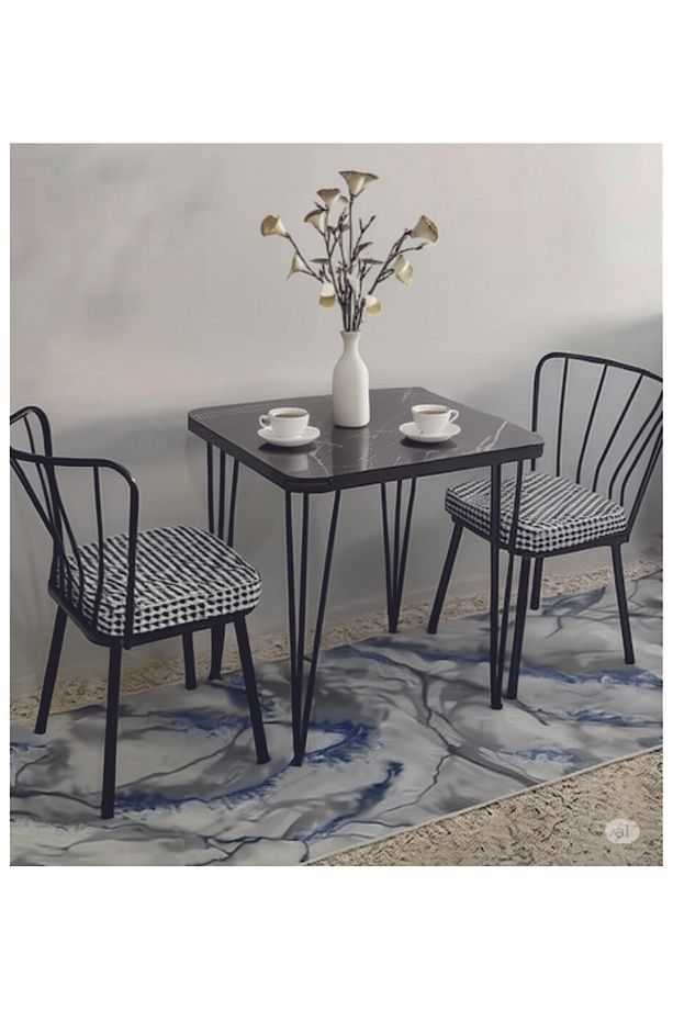 Metal Ayaklı 60x90cm KALINLIKLI (TEK MASA)Balkon Masası- Çalışma Masası -kafe SİYAH MERMER 60X90 - 1