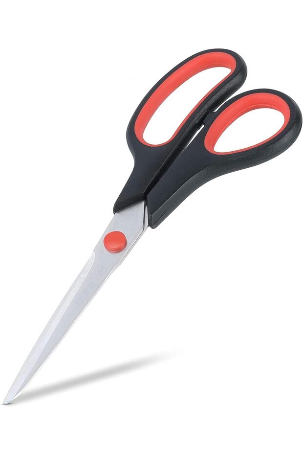 Scissors 8 in (20 cm), 1 scissors/pack | Stainless Steel Blades | Red and Grey color | Ergon