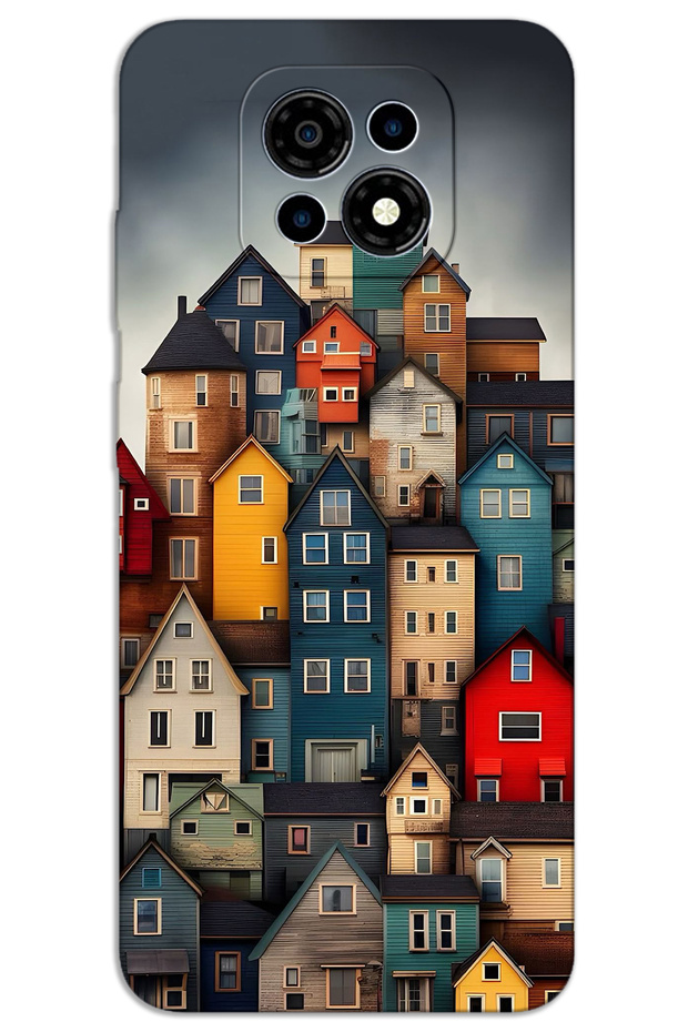 Casper Via M30 Case Hd Pattern Printed Back Cover - Colorful Houses