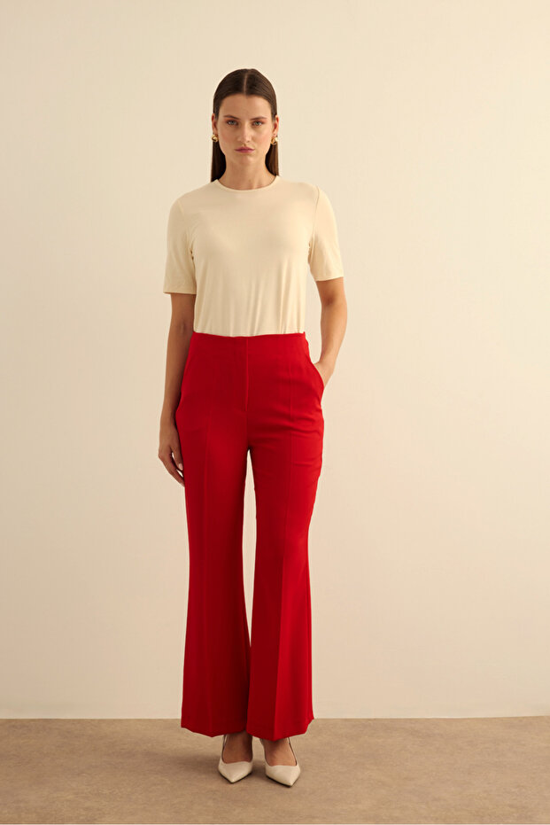 İspanyol Paça Dokuma Pantolon - 2