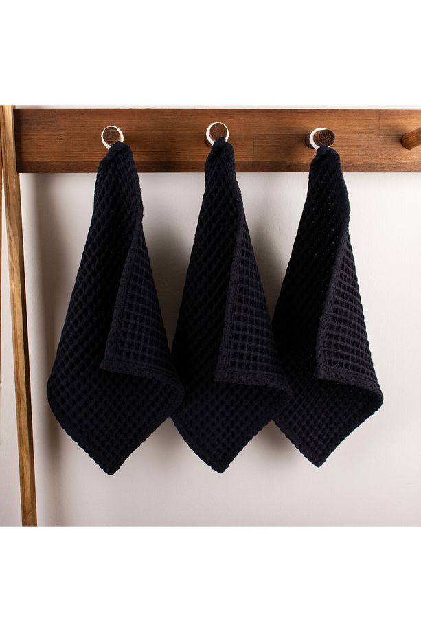 Lüks Mutfak Havlusu 3 Adet - Yüksek Kalite, 100% Pamuk, 30x30 cm, Waffle Dokuma Washcloth Havlu - 1
