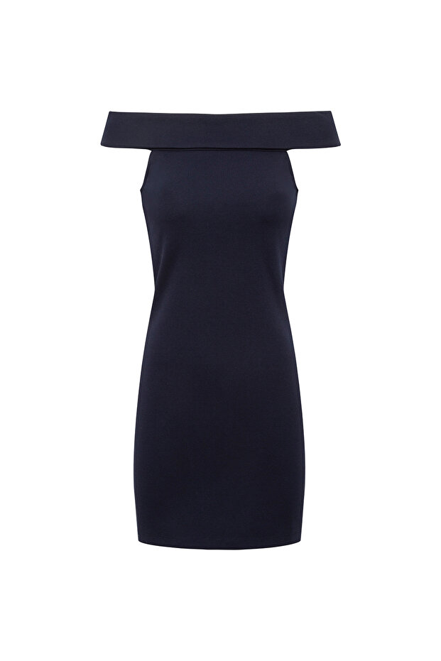 Straplez Yaka Mini Elbise - 1