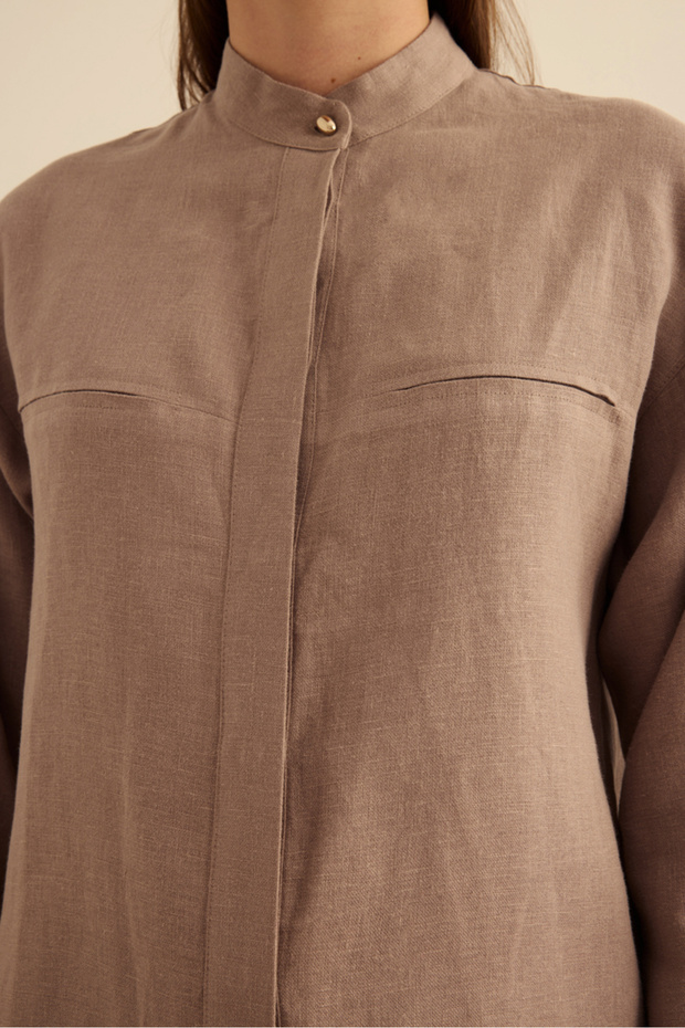 Hakim Yaka Keten Gömlek - 6