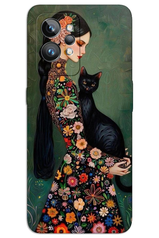 Realme Gt 2 Pro Case Hd Pattern Printed Back Cover - Black Cat