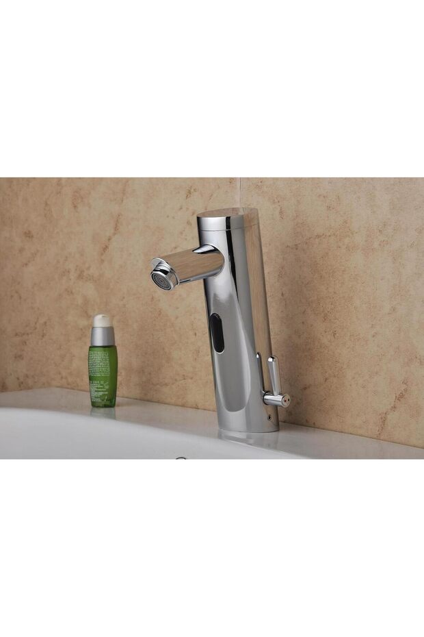Home Deck Mount Touch Free Automatic Sensor Sink Faucet with Temperature Control Handle Chrome Singl - 3