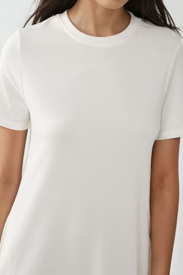 Yuvarlak Yaka Kısa Kollu Basic Midi Elbise Busem Collection - 3