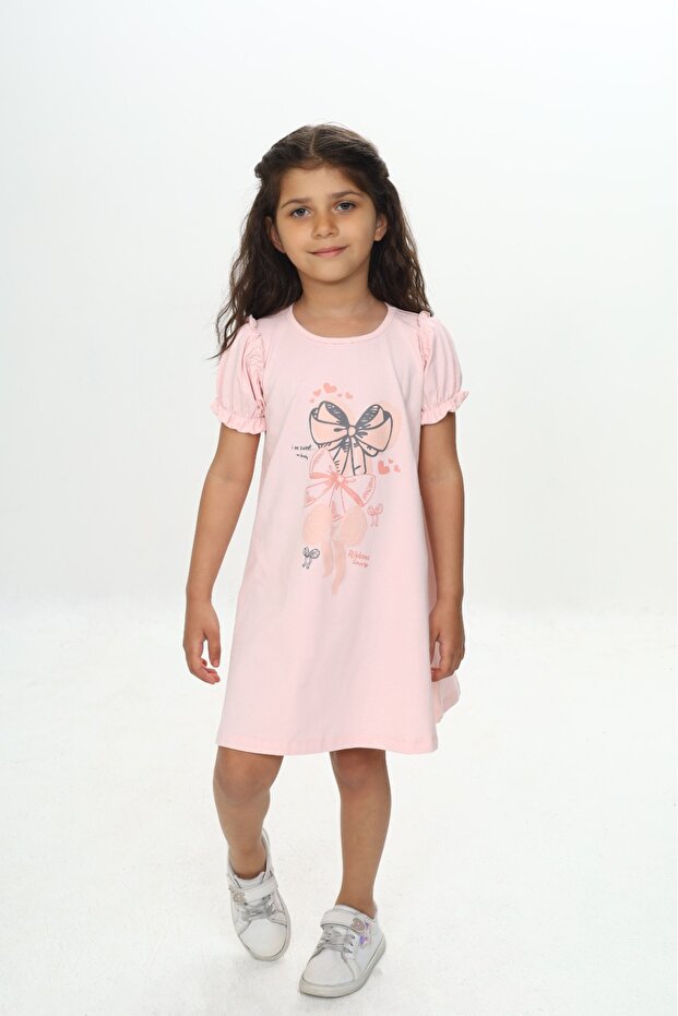 Girl's Bow Printed Dress