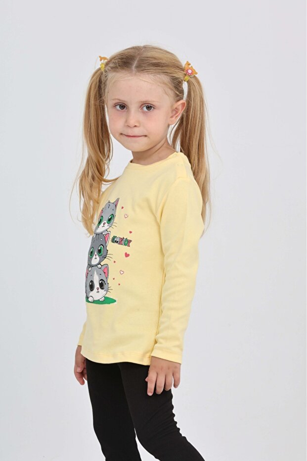 Girl's Triple Cat Printed Sweatshirt