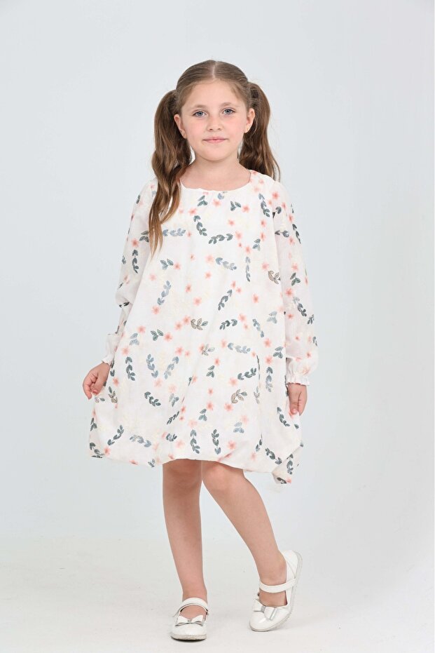 Girl's Floral Flounced Dress