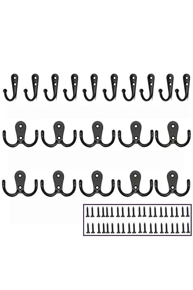M&J&DELEE Pack of 20 Coat Hooks, Wall Mounted Hooks with 40 Screws, Door Wall Hooks for Bathroom, K