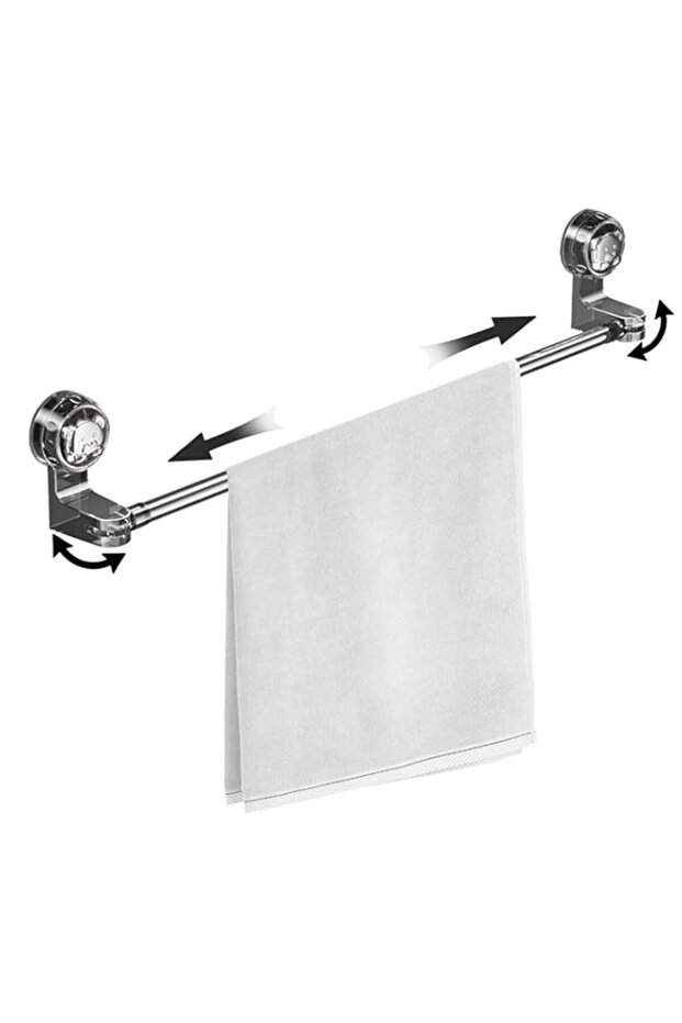 Adjustable Retractable Suction Cup Towel Bar 12-24 Inch, Wall Mounted Stainless Steel Towel Rack, Space-Saving Bathroom Accessories