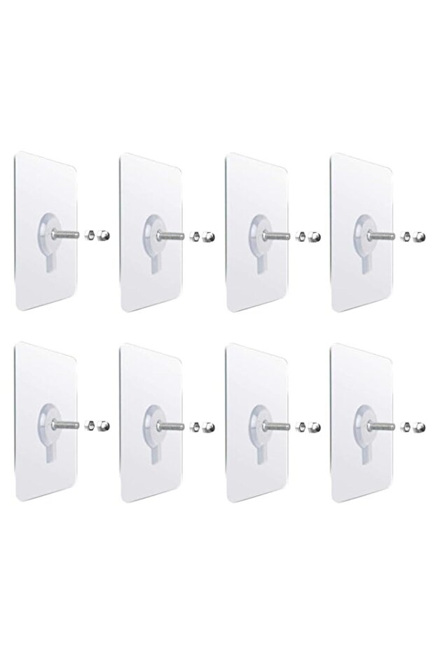 8Pcs Nail Free Wall Hook, Screw Adhesive Non-Trace No Drilling for Bathroom Shower Kitchen Installa