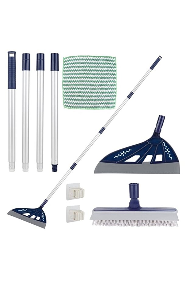 Magic Broom Sweeper, Multifunctional Replaceable Silicone Broom Magic Rubber Pet Hair Broom Squeegee for Floor Cleaning - Blue