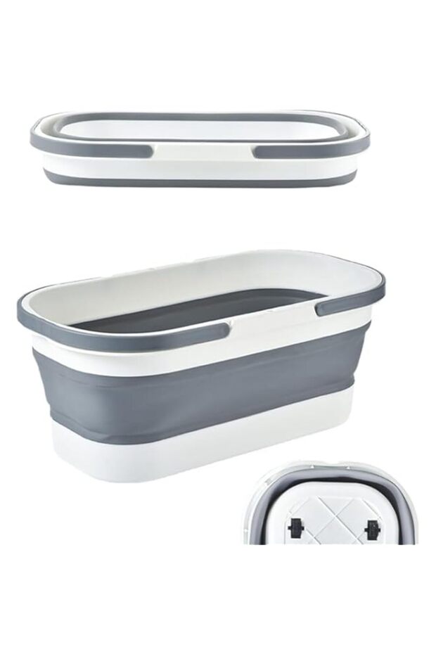 Collapsible Plastic Mop Bucket with Wheels 17L, Portable and Space Saving, Multi-Function House Cle - 1