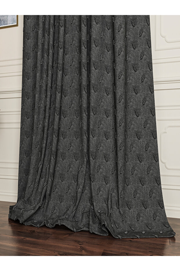 Barcelona Linen Bearded Fon Curtain Gray