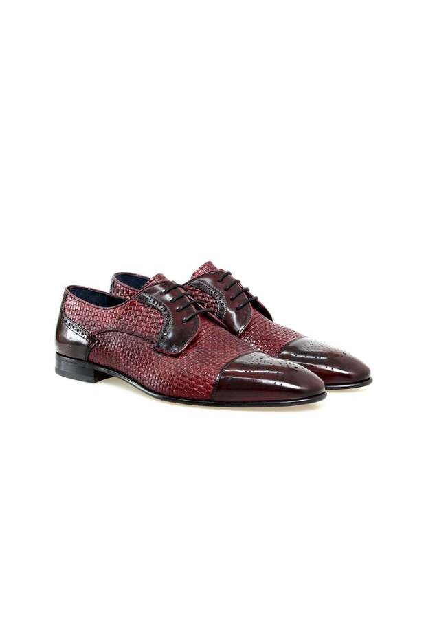 Bordo Color Lace-Up Genuine Leather Men's Shoes