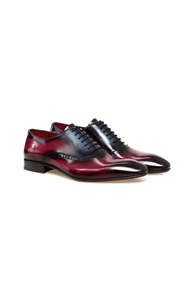 Bordo Color Lace-Up Genuine Leather Men's Shoes